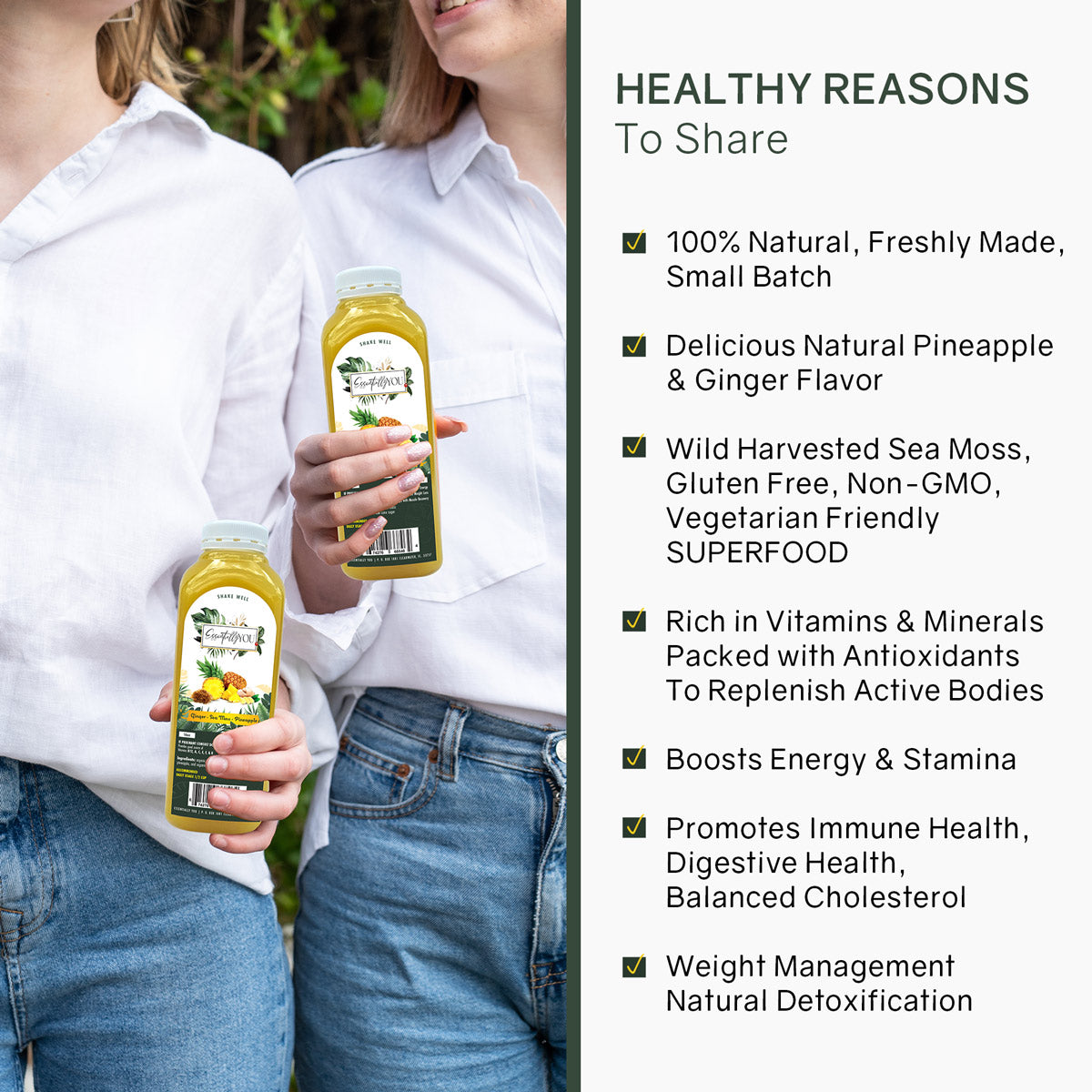 Essentially You Sea Moss Juice with Pineapple & Organic Ginger 16oz, 6-Pack - lifestyle benefits