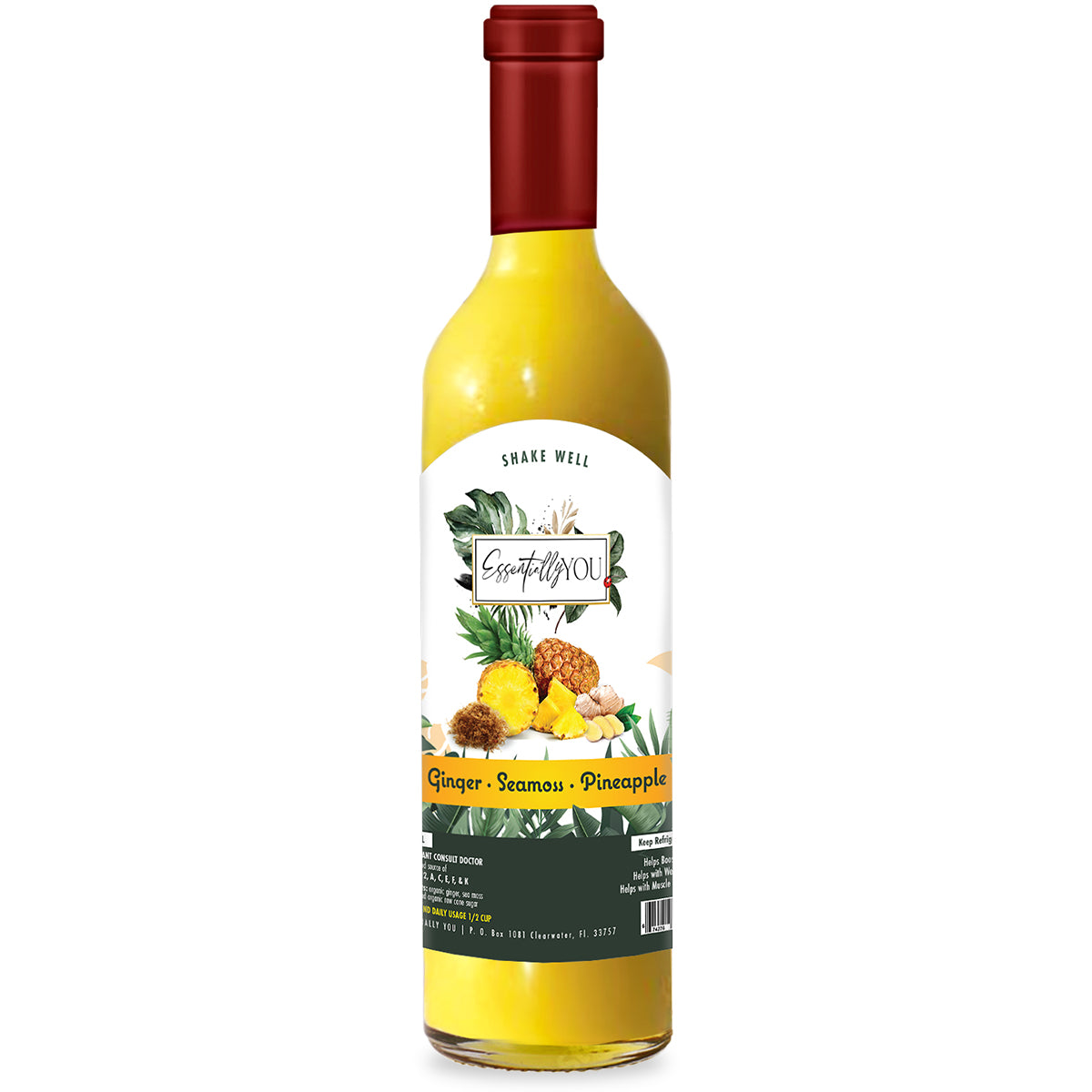 Essentially You Sea Moss Juice 750ml | 100% Natural Pineapple, Organic Ginger and Irish Moss | Superfood| Energy Booster